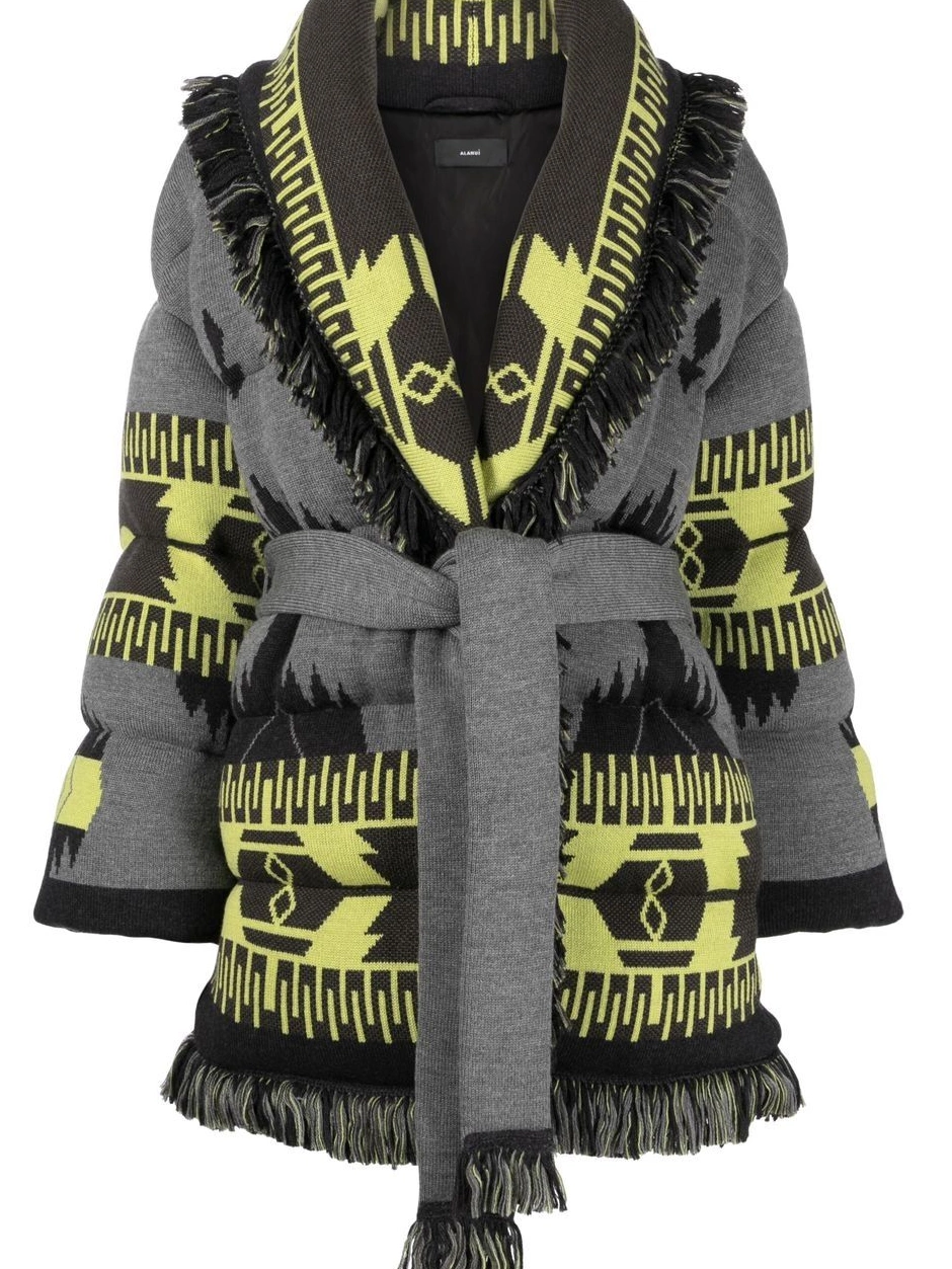 Cheap puffer jacquard Women Alanui Icon belted jacket 0705